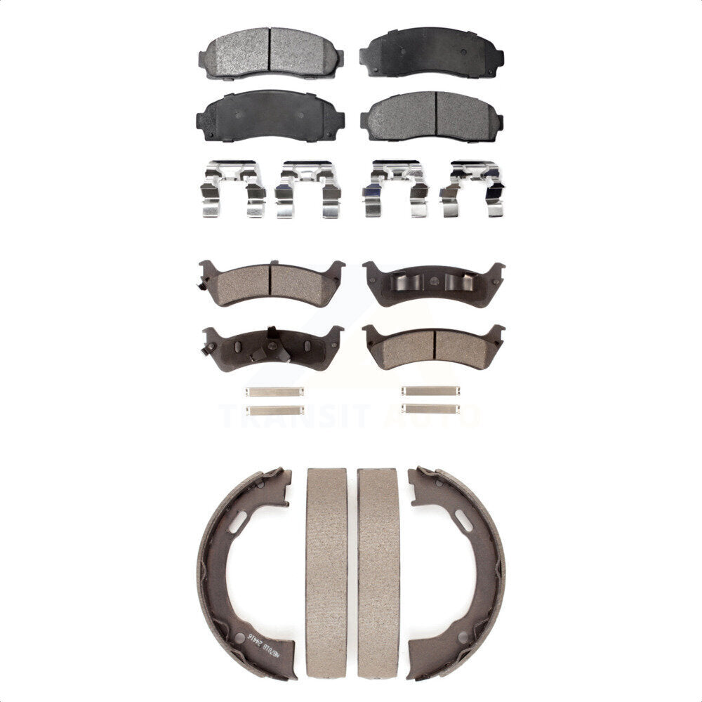 Front Rear Ceramic Brake Pads And Parking Shoes Kit For 2001 Ford Explorer Sport