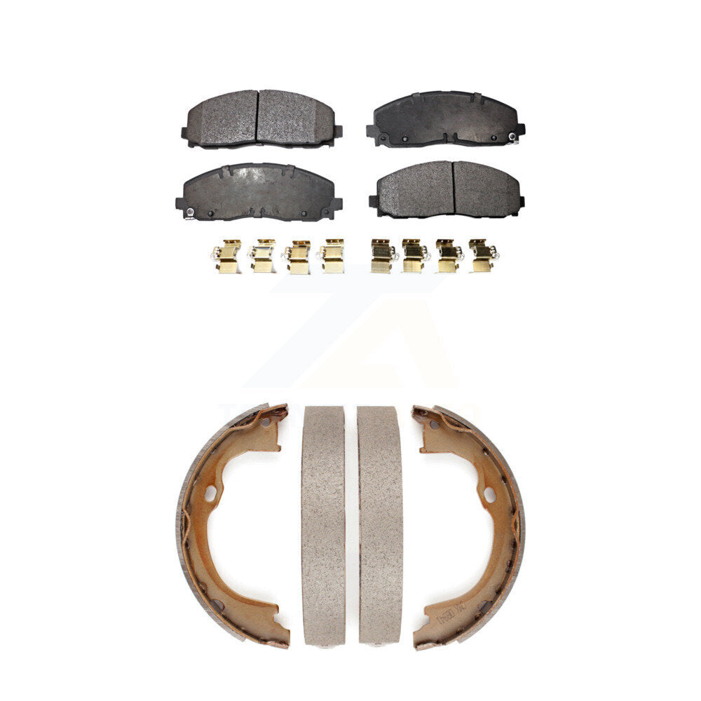 Front Rear Ceramic Brake Pads Parking Shoes Kit For Jeep Wrangler Gladiator