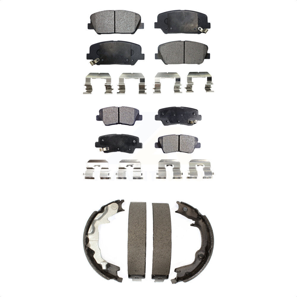 Front Rear Ceramic Brake Pads And Parking Shoes Kit For 2014 Kia Forte Koup SX