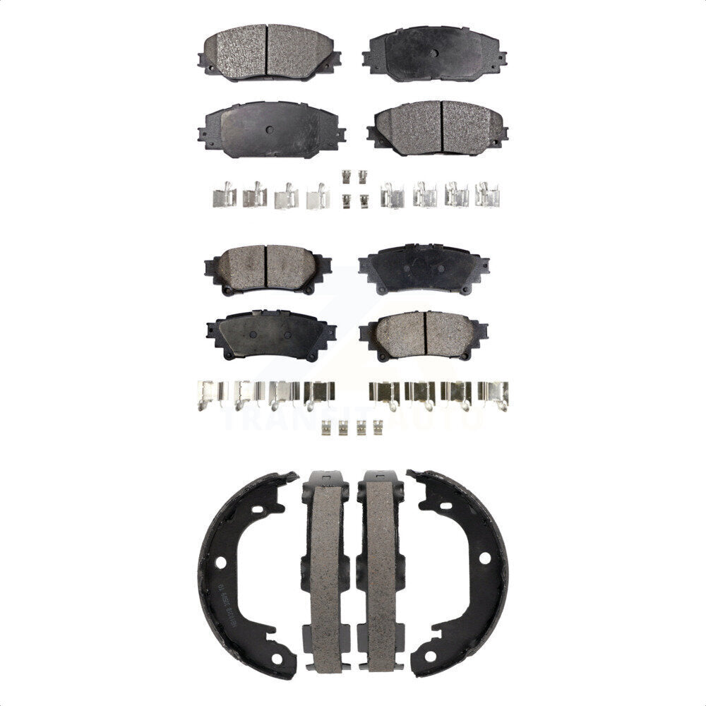 Front Rear Ceramic Brake Pads And Parking Shoes Kit For 2016-2019 Toyota Mirai