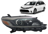 2015-2020 Toyota Sienna headlamp assembly passenger side se model halogen with led DRL blk RH