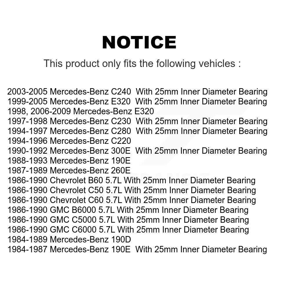 Bearing 70-105CC For Mercedes-Benz E320 C240 190E C230 C220 300E C280 190D 260E Chevrolet C60 GMC