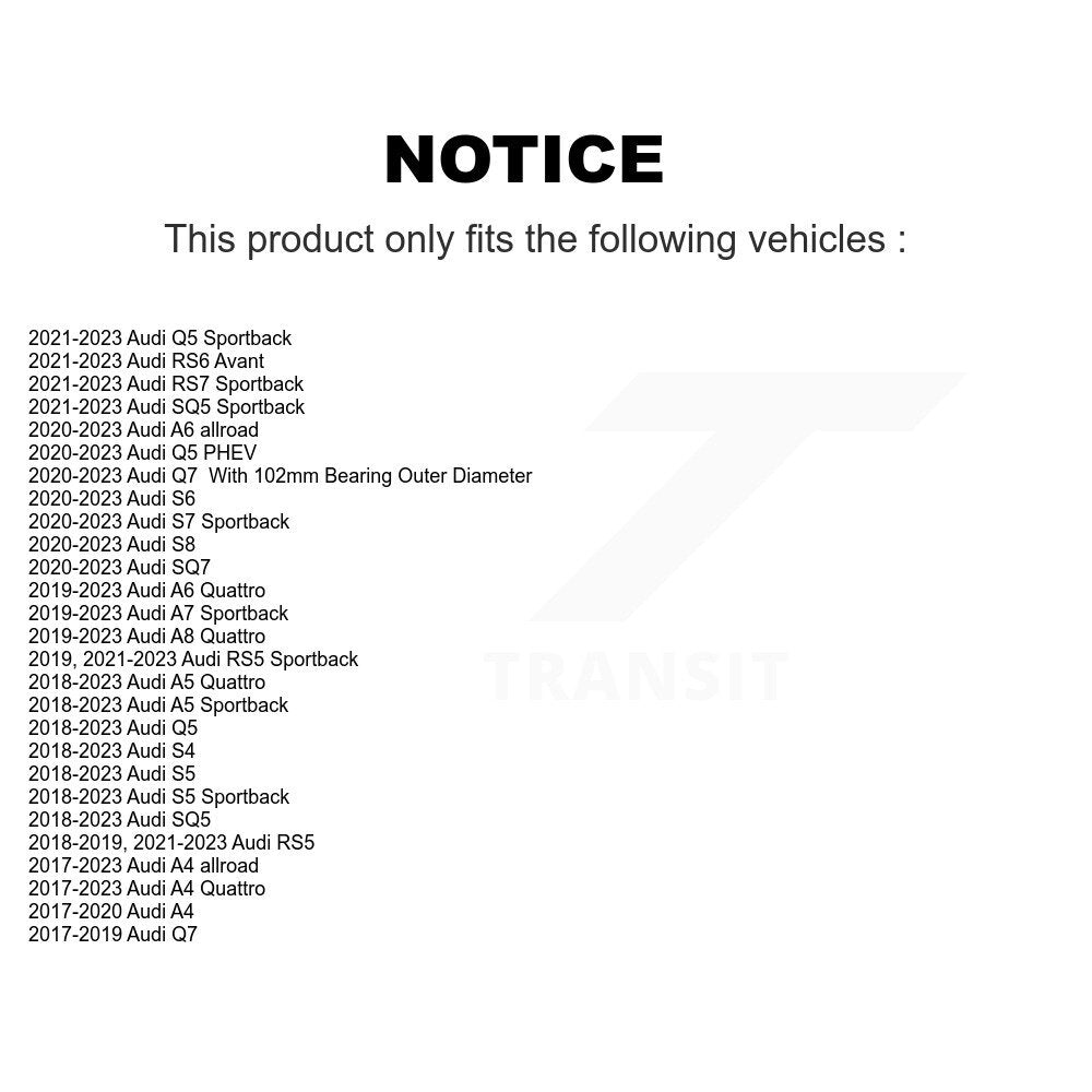 Wheel Bearing Assembly 70-513433 For Audi Q5 Q7 A4 Quattro A5 Sportback SQ5 S5 allroad S4 RS5 A6 A7