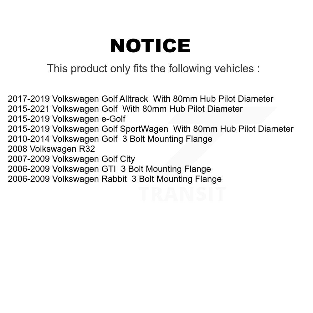 Front Wheel Bearing Hub Assembly Pair For Volkswagen Golf Eos Rabbit SportWagen