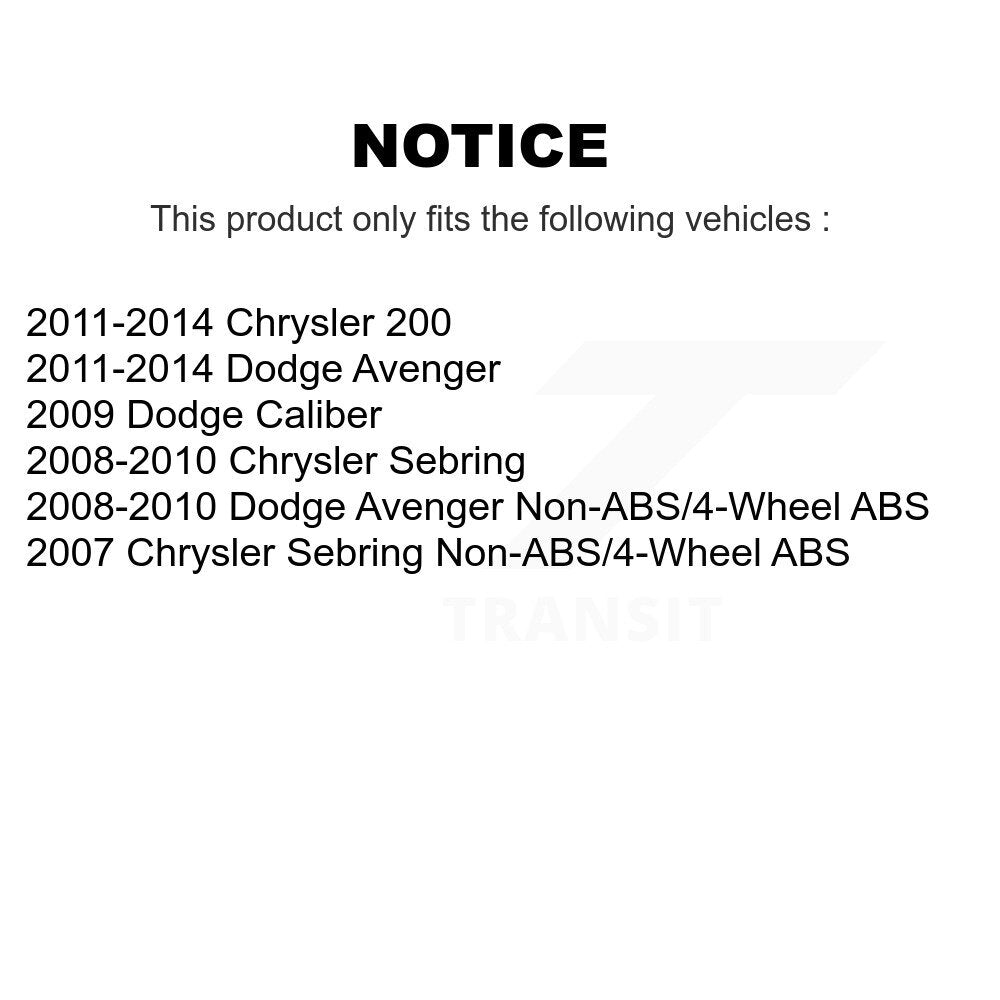 Front Wheel Bearing And Hub Assembly Pair For Chrysler Dodge Avenger 200 Sebring