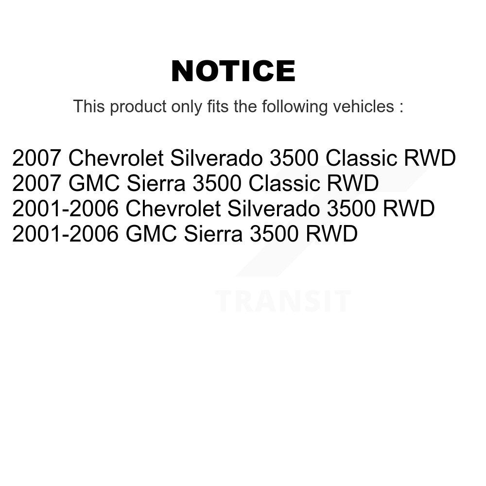 Front Wheel Bearing & Hub Assembly Pair For Chevrolet Silverado 3500 GMC Sierra
