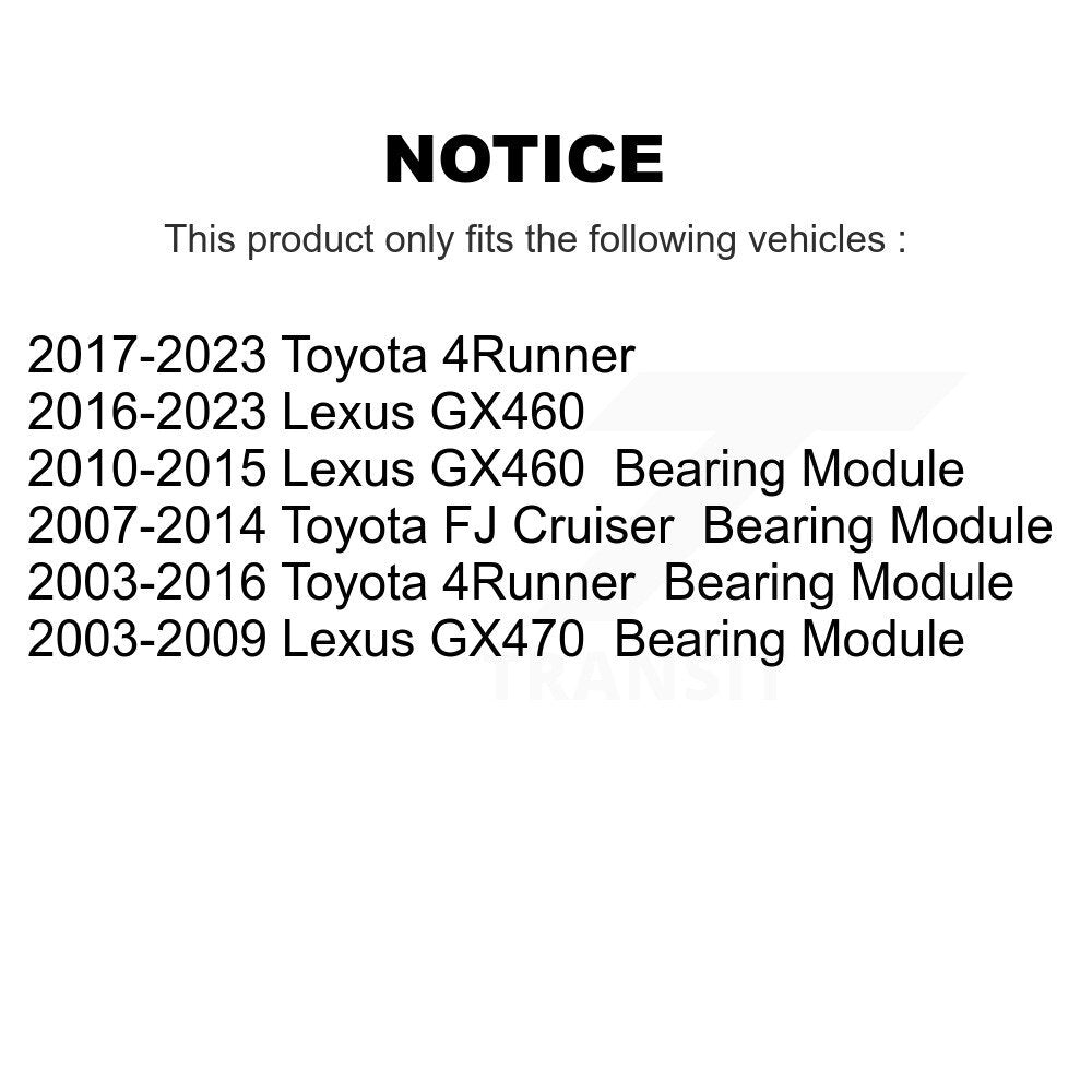 Rear Wheel Bearing Assembly Kit For Toyota 4Runner Lexus GX460 FJ Cruiser GX470