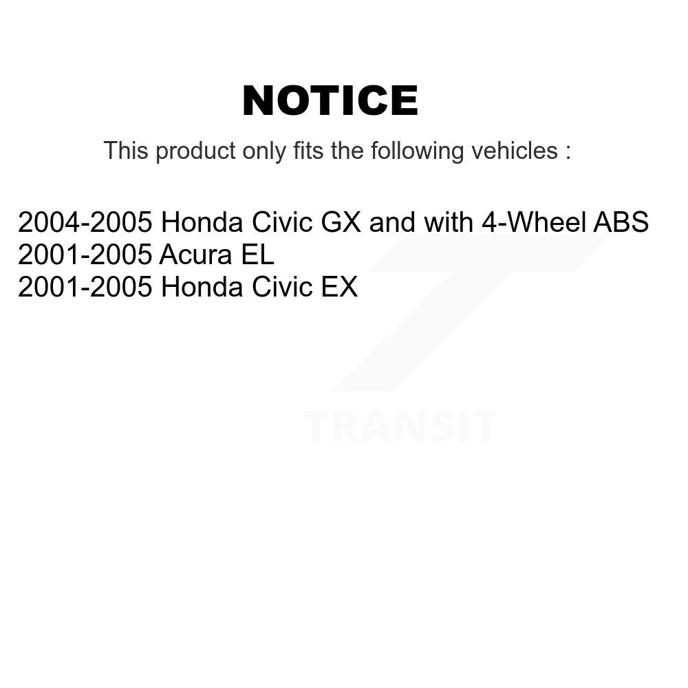 Rear Wheel Bearing And Hub Assembly Pair For Honda Civic Acura EL