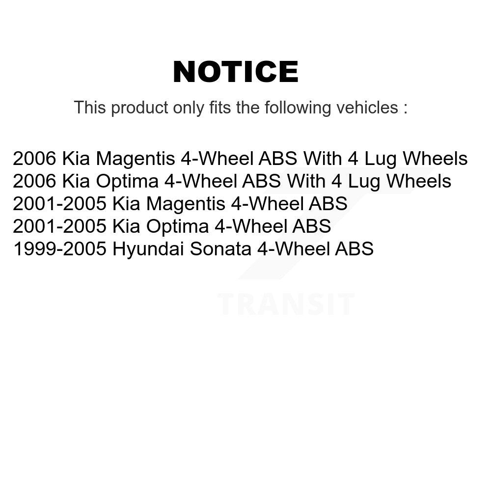 Rear Wheel Bearing And Hub Assembly Pair For Hyundai Sonata Kia Optima Magentis