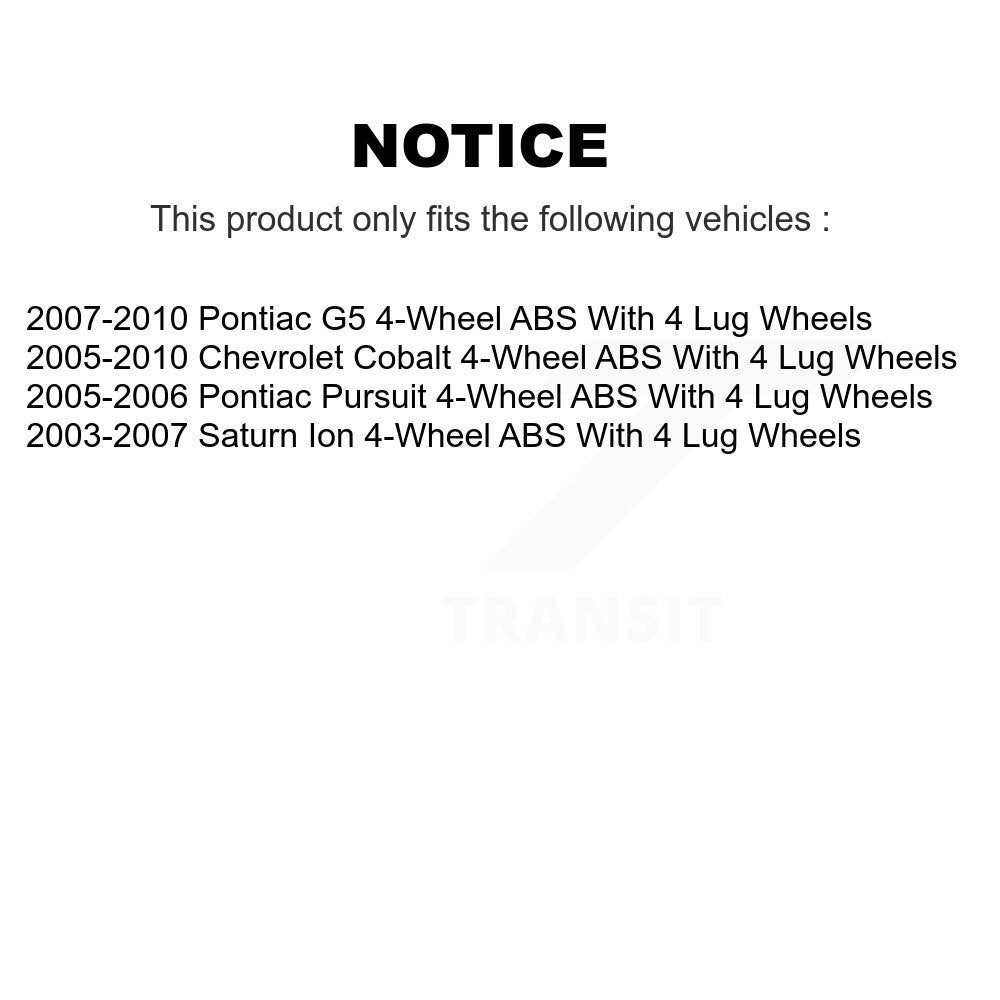 Rear Wheel Bearing Hub Assembly Pair For Chevrolet Cobalt Saturn Ion Pontiac G5