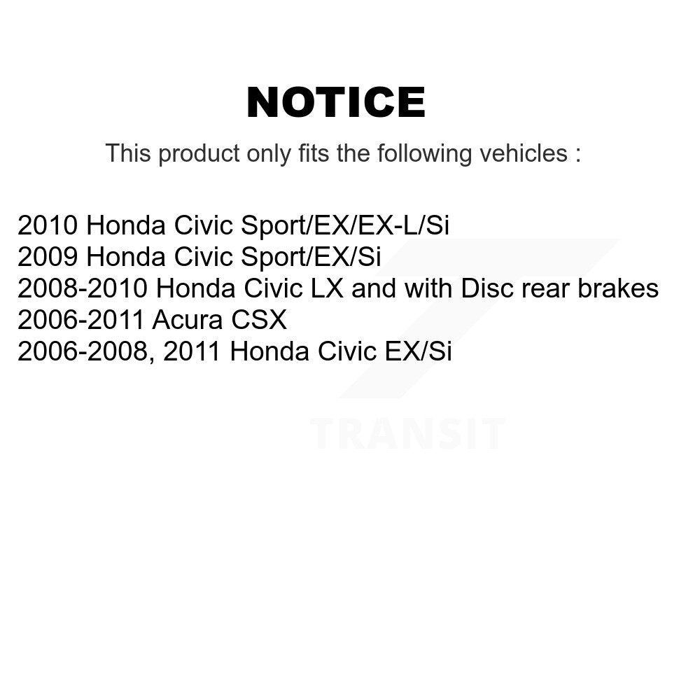 Rear Wheel Bearing And Hub Assembly Pair For Honda Civic Acura CSX