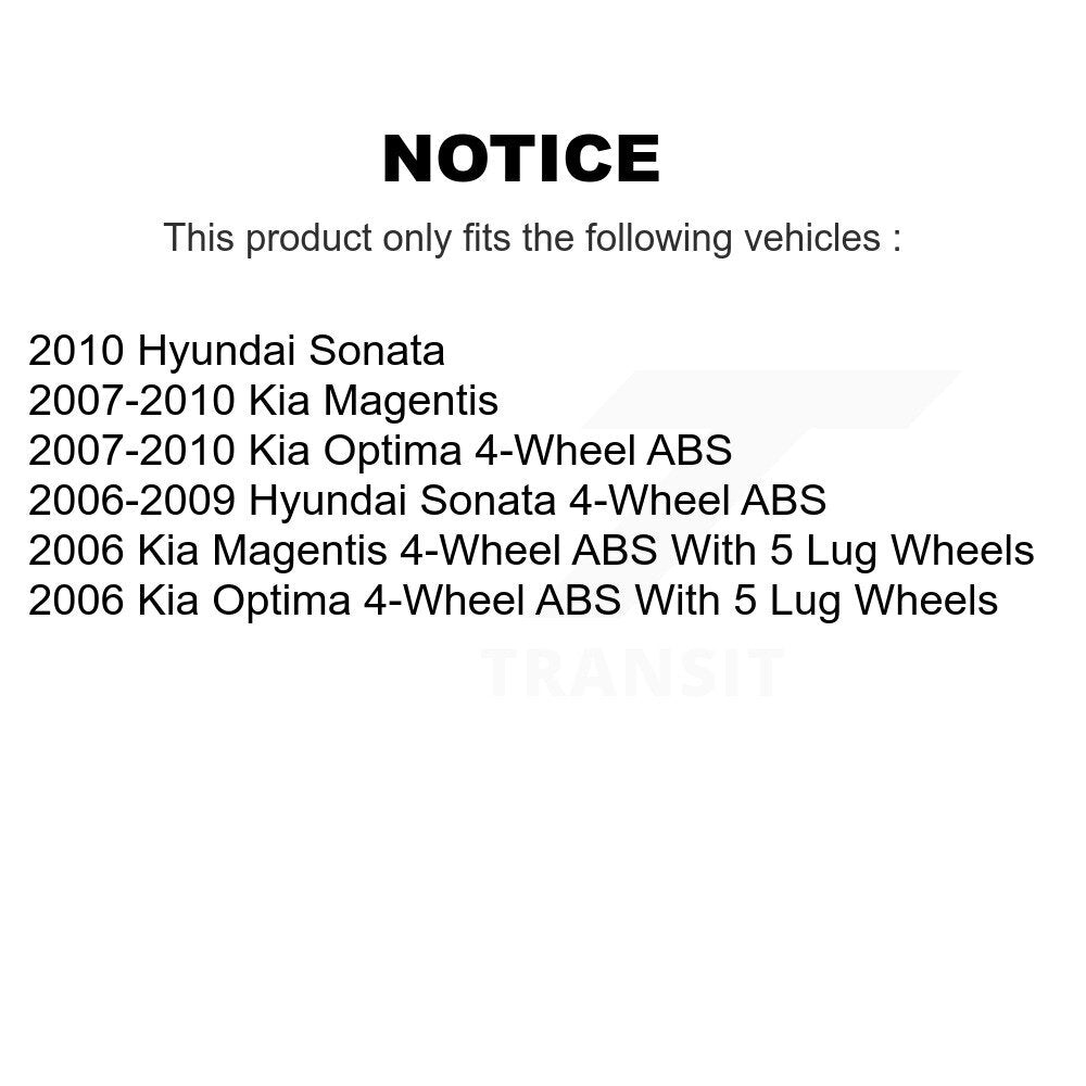Rear Wheel Bearing And Hub Assembly Pair For Hyundai Sonata Kia Optima Magentis
