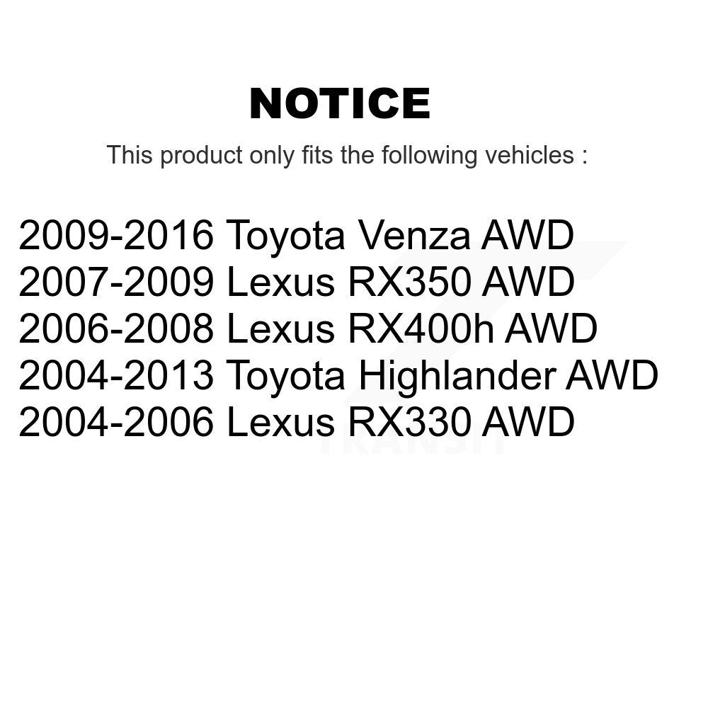 Rear Wheel Bearing Hub Assembly Pair For Toyota Highlander Lexus Venza RX350 AWD