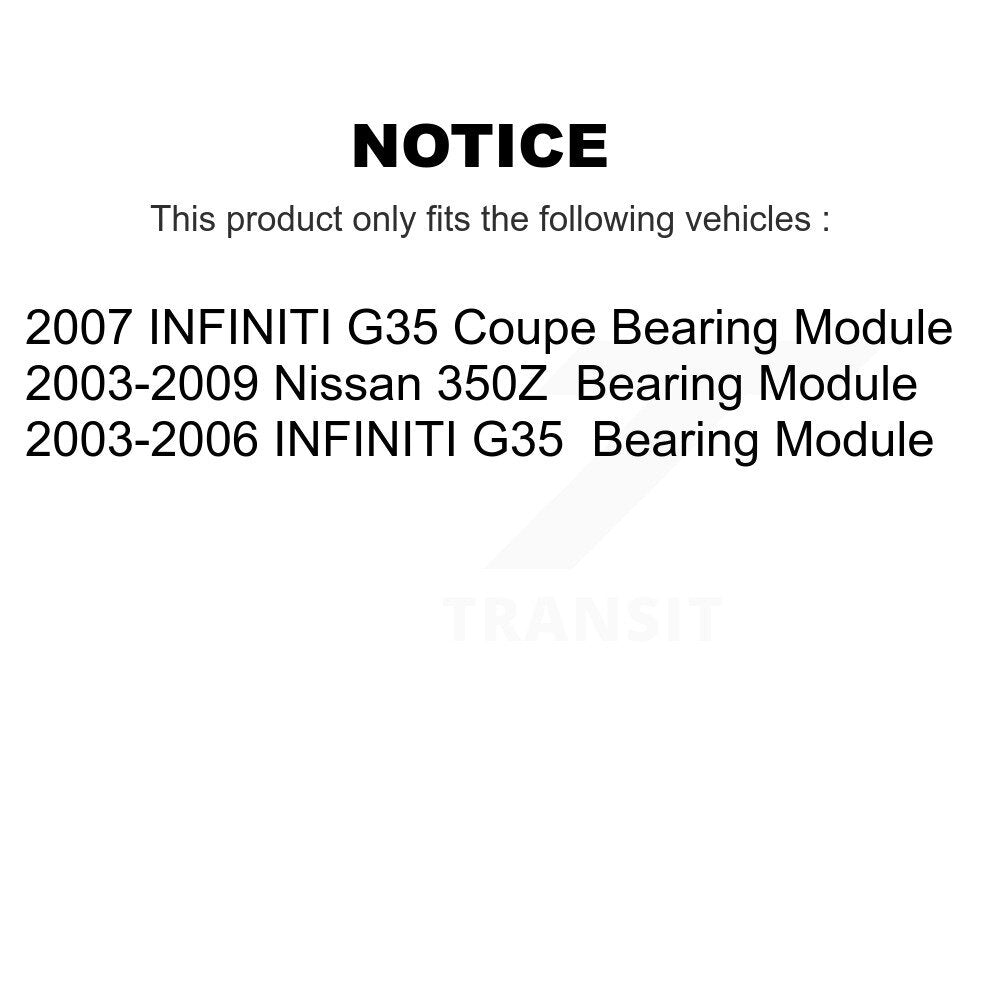 Rear Wheel Bearing Assembly Pair For Infiniti G35 Nissan 350Z INFINITI