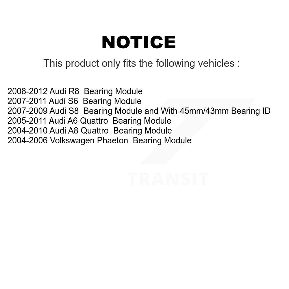 Rear Wheel Bearing Assembly Pair For Audi A6 Quattro A8 A7 R8 Volkswagen Phaeton