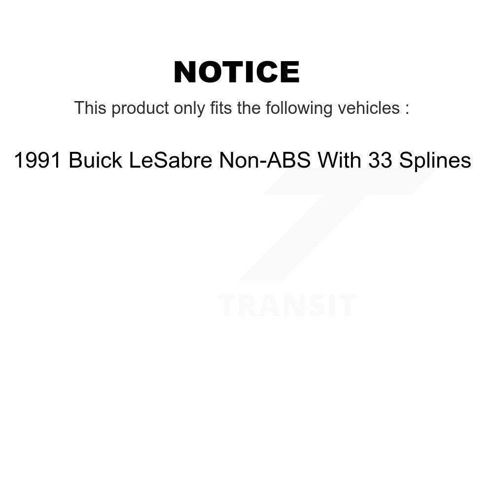 Front Rear Wheel Bearing Hub Assembly Kit For 1991 Buick LeSabre With 33 Splines