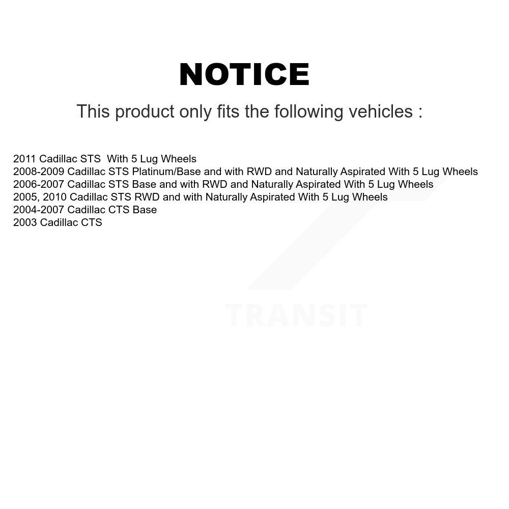 Front Rear Wheel Bearing & Hub Assembly Kit For Cadillac CTS STS