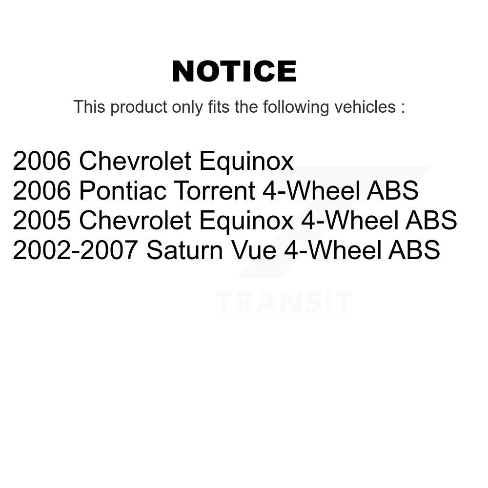 Front Rear Wheel Bearing & Hub Assembly Kit For Saturn Vue Chevrolet Equinox