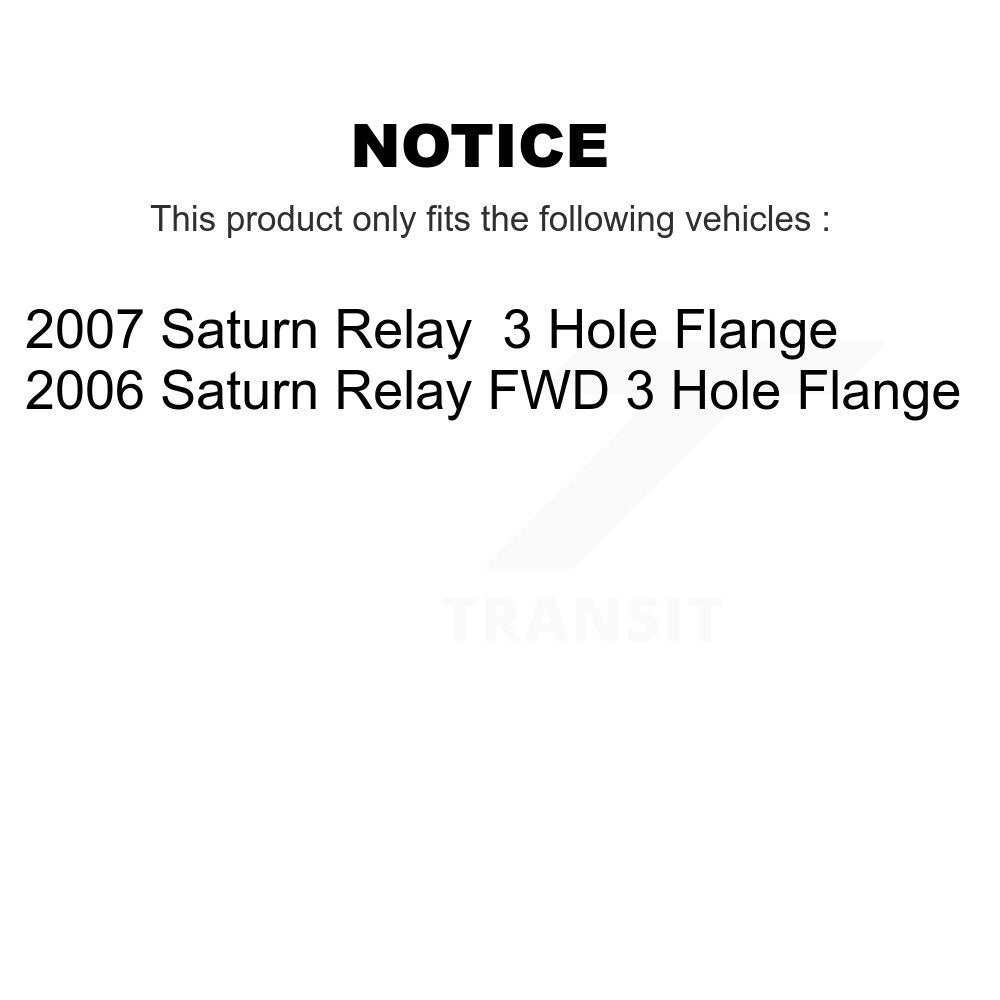 Front Rear Wheel Bearing & Hub Assembly Kit For Saturn Relay