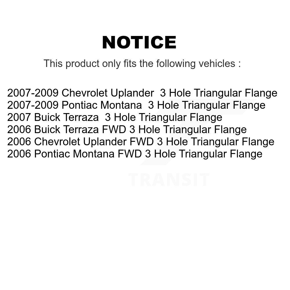 Front Rear Wheel Bearing & Hub Assembly Kit For Chevrolet Uplander Buick Terraza