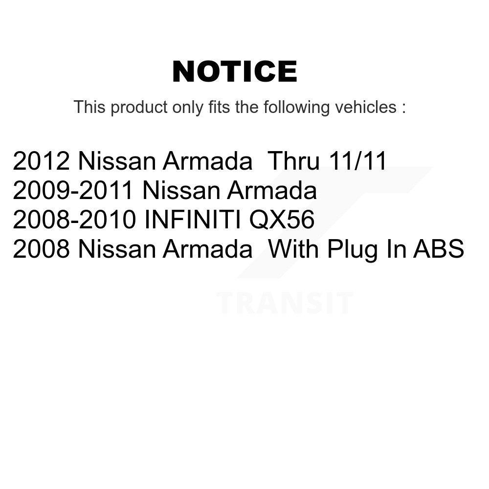 Front Rear Wheel Bearing & Hub Assembly Kit For Nissan Armada Infiniti QX56