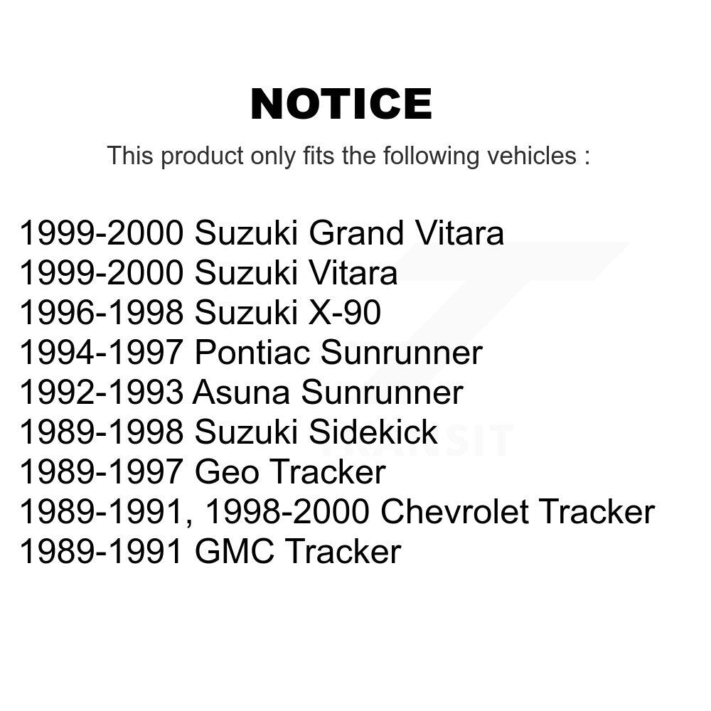 Front Inner Wheel Bearing & Race Pair For Tracker Geo Suzuki Chevrolet Sidekick