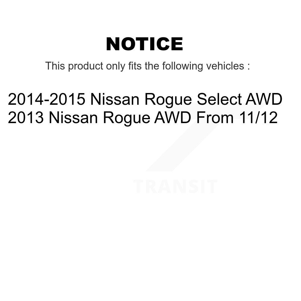 Front Rear Wheel Bearing Hub Assembly Kit For 2014-2015 Nissan Rogue Select AWD