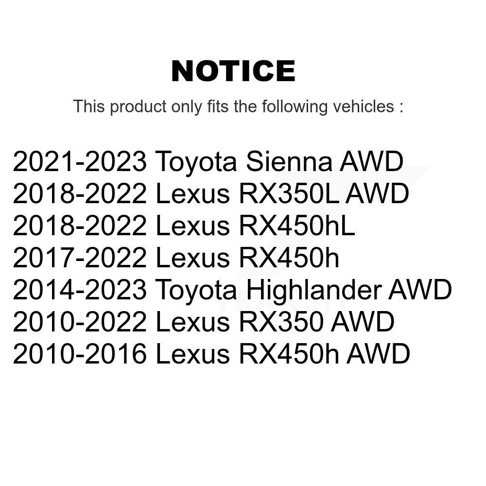 Rear Wheel Bearing & Hub Assembly Pair For Lexus RX350 Toyota Highlander RX450h