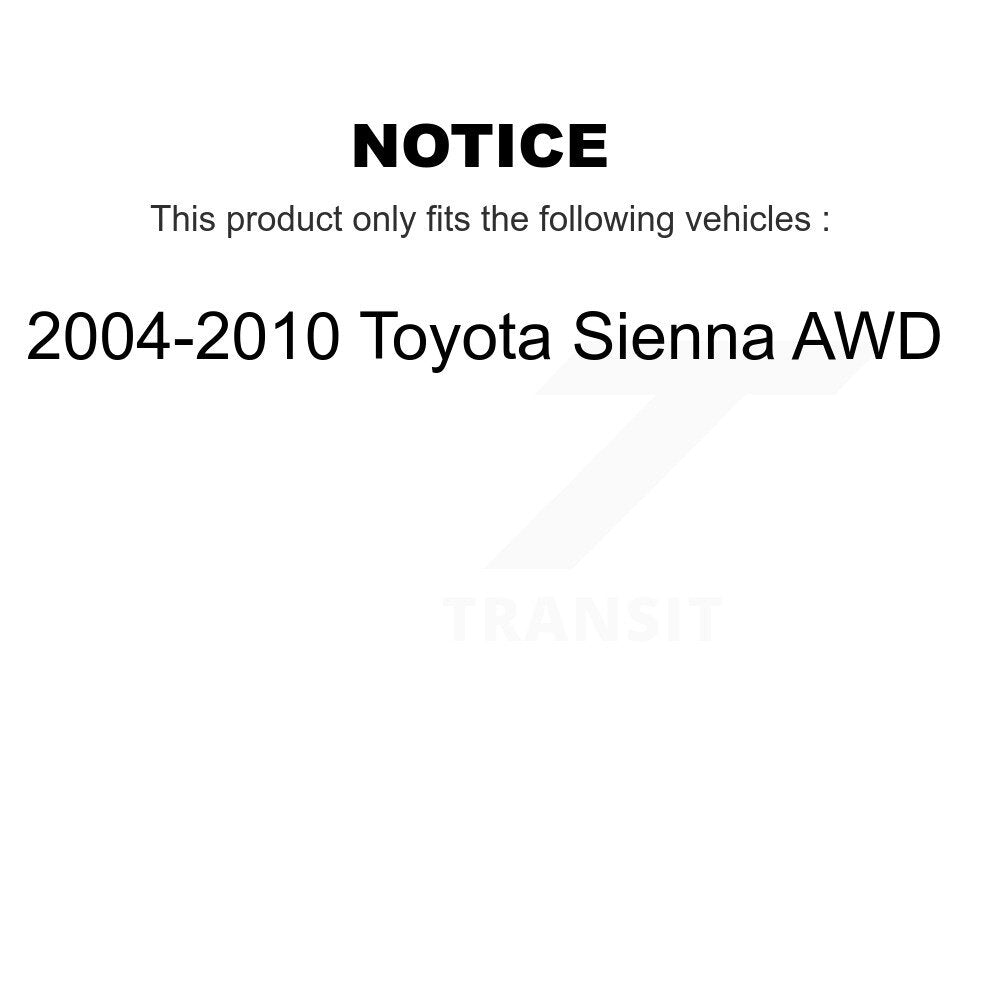 Front Rear Wheel Bearing And Hub Assembly Kit For 2004-2010 Toyota Sienna AWD