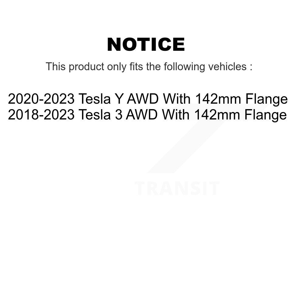 Front Wheel Bearing And Hub Assembly Pair For Tesla 3 Y With 142mm Flange AWD K70-102064