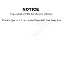 Load image into Gallery viewer, Front Rear Wheel Bearing And Hub Assembly Kit For 2004 Kia Spectra 1.8L with 4-Wheel ABS K70-102222