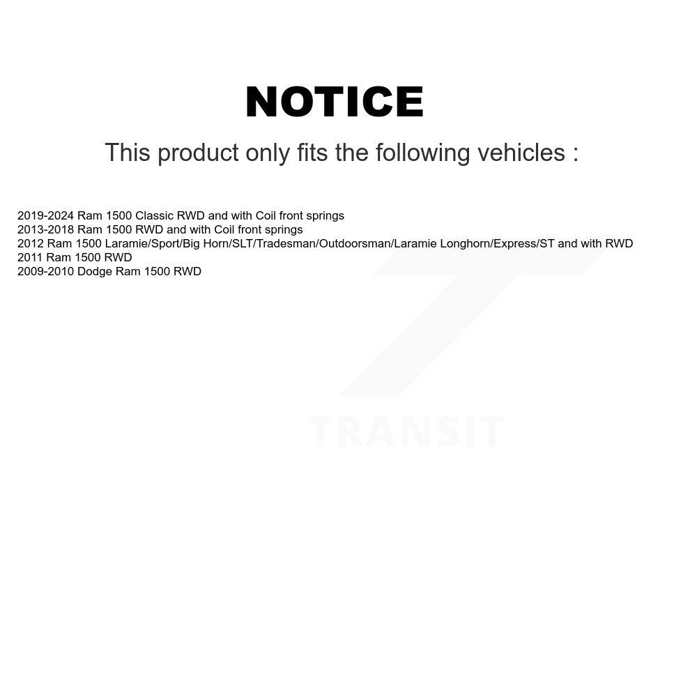 Front Suspension Shock Absorbers Pair For Ram 1500 Classic Dodge K78-101170