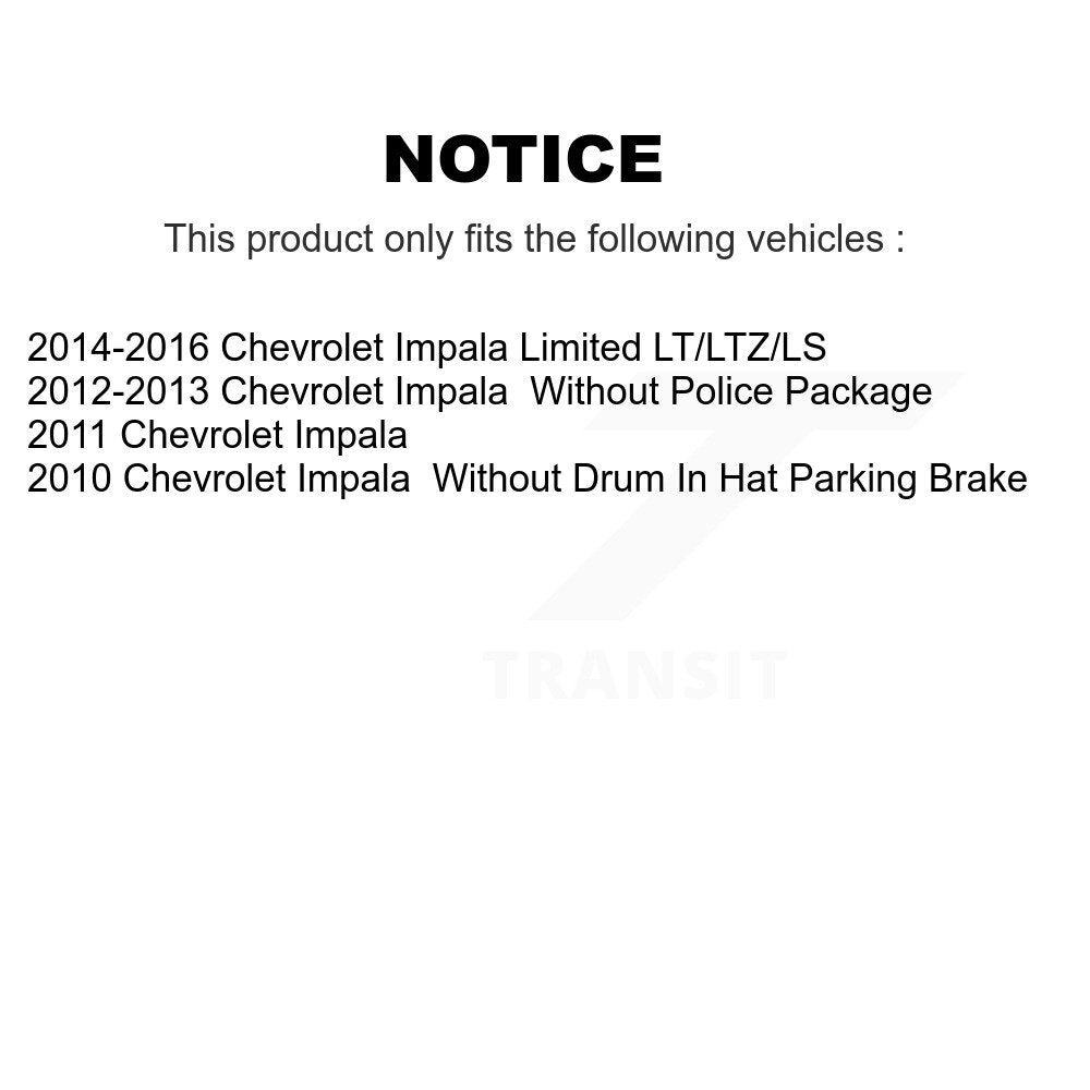 Front Rear Disc Brake Rotors And Ceramic Pads Kit For Chevrolet Impala Limited