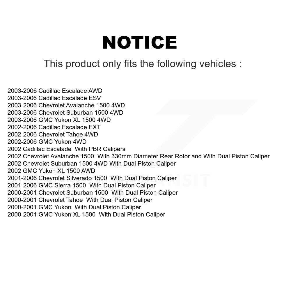 Rear Brake Rotor & Ceramic Pad Kit For Chevrolet Silverado 1500 GMC Tahoe Sierra