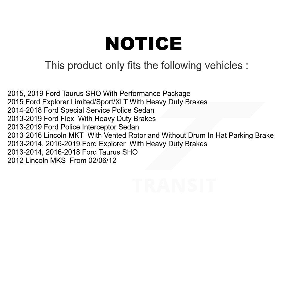 Rear Brake Rotors Ceramic Pad Kit For Ford Explorer Taurus Flex Police Sedan MKT