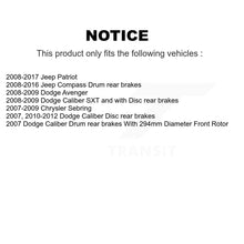 Charger l'image dans la galerie, Front Rear Brake Rotor Ceramic Pad Drum Kit (7Pc) For Jeep Patriot Compass Dodge