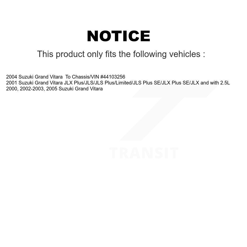 Front Rear Disc Brake Rotor Ceramic Pad & Drum Kit (7Pc) For Suzuki Grand Vitara