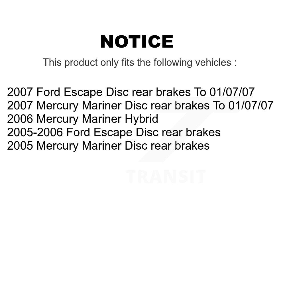 Front Rear Disc Brake Rotor Ceramic Pad & Drum Kit (7Pc) For Ford Escape Mercury