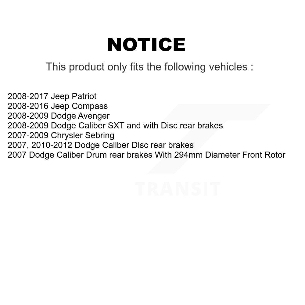 Front Rear Disc Brake Rotors Ceramic Pad Drum Kit For Jeep Patriot Compass Dodge