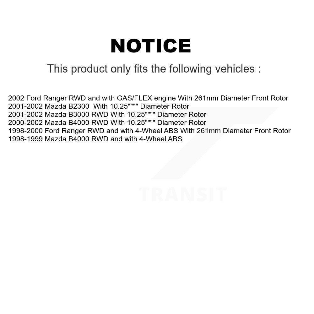 Front Disc Brake Rotor & Ceramic Pad Kit For Ford Ranger Mazda B3000 B4000 B2300