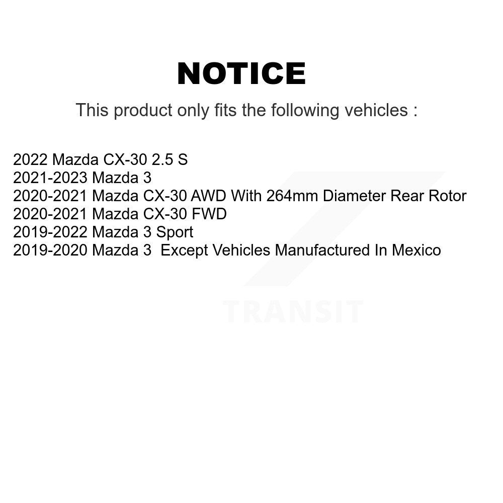 Rear Disc Brake Rotors And Ceramic Pads Kit For Mazda 3 CX-30 K8C-103124