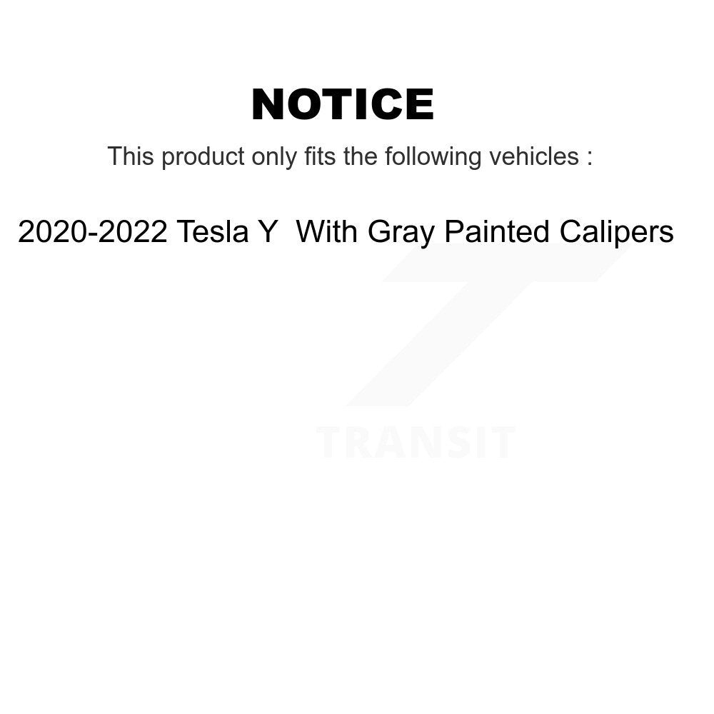 Rear Brake Rotors & Ceramic Pad Kit For 20-22 Tesla Y With Gray Painted Calipers