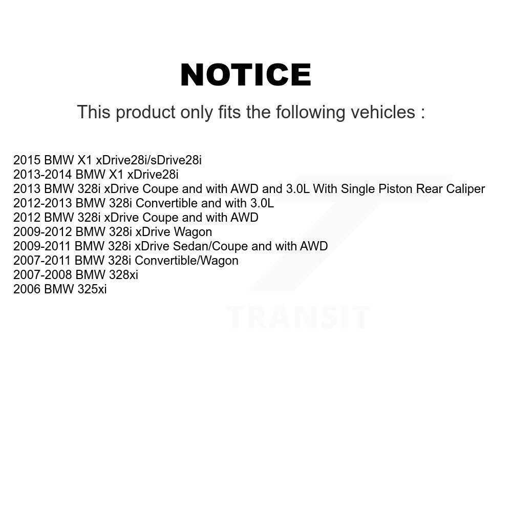 Rear Disc Rotors Ceramic Pads And Parking Shoes Kit For BMW 328i xDrive X1 328xi