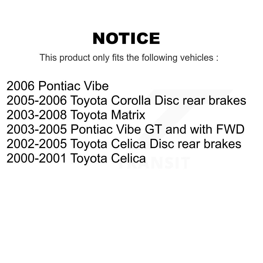 Rear Disc Rotors Ceramic Pads & Parking Shoes Kit For Toyota Matrix Corolla Vibe