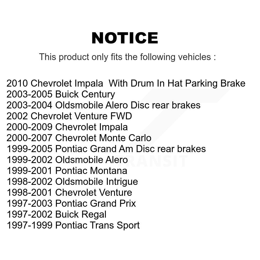 Rear Disc Rotors Ceramic Pads Parking Shoes Kit For Chevrolet Impala Pontiac Am