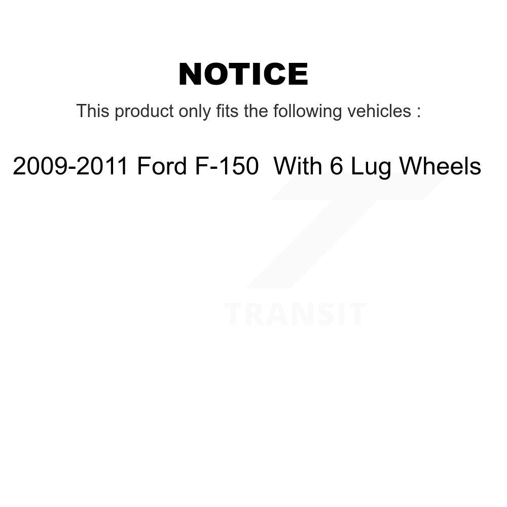 Rear Disc Rotors Ceramic Pads Parking Shoes Kit For Ford F-150 With 6 Lug Wheels