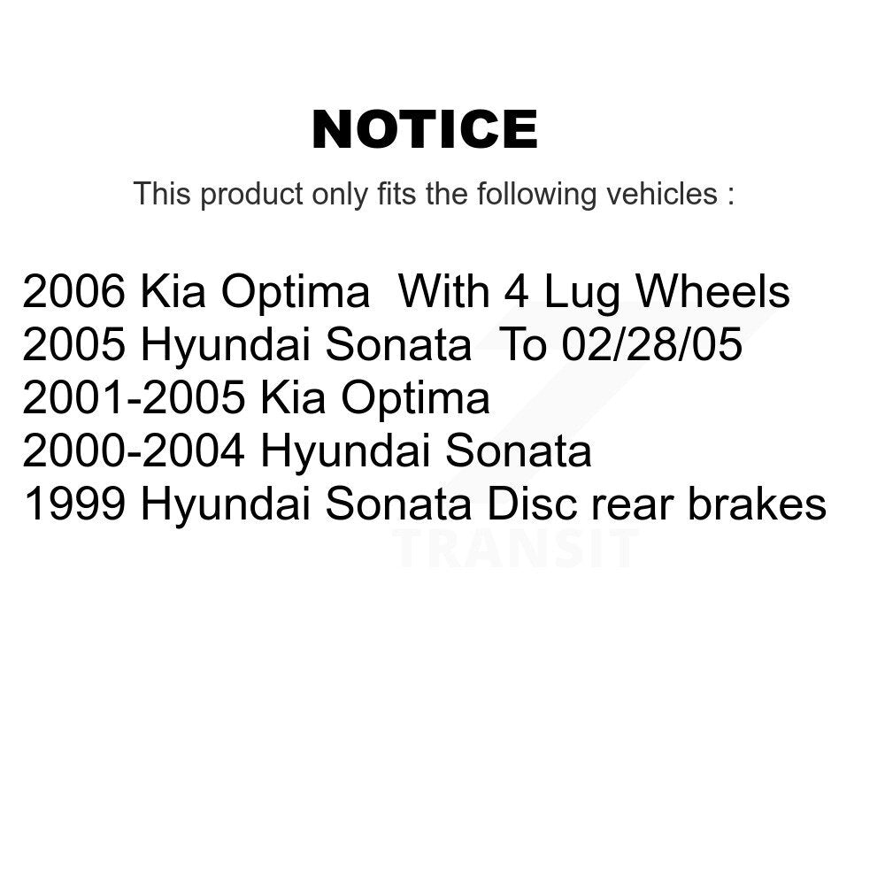 Rear Disc Rotors Ceramic Pads & Parking Shoes Kit For Hyundai Sonata Kia Optima