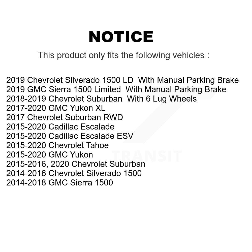 Rear Disc Rotors Ceramic Pads Parking Shoes Kit For GMC Chevrolet Sierra 1500 LD