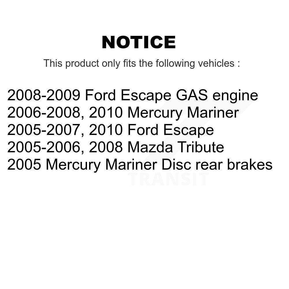 Rear Disc Rotors Ceramic Pads Parking Shoes & Hardware Kit For Ford Escape Mazda