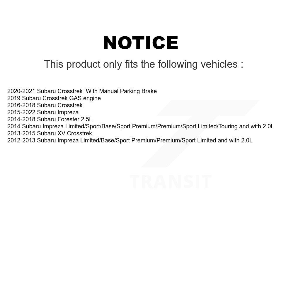 Rear Disc Rotors Ceramic Pads Parking Shoes Hardware Kit For Subaru Crosstrek XV